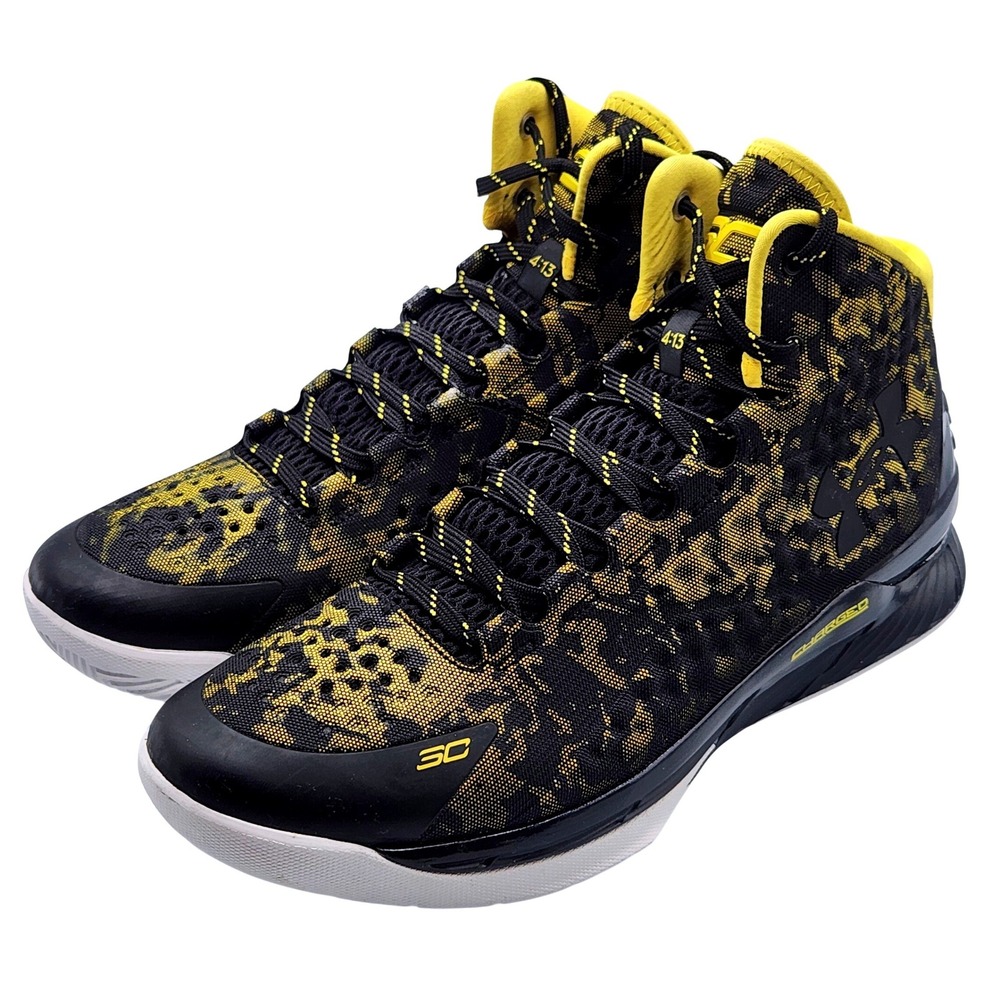Under Armour Curry 1 Away Black Taxi Yellow 1258723-001 Mens 12 OG 2015